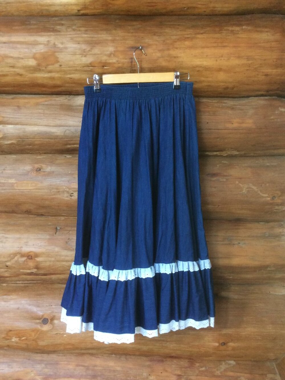 Vintage Denim & Lace Partners Please Prairie Western Country Dance Skirt Medium